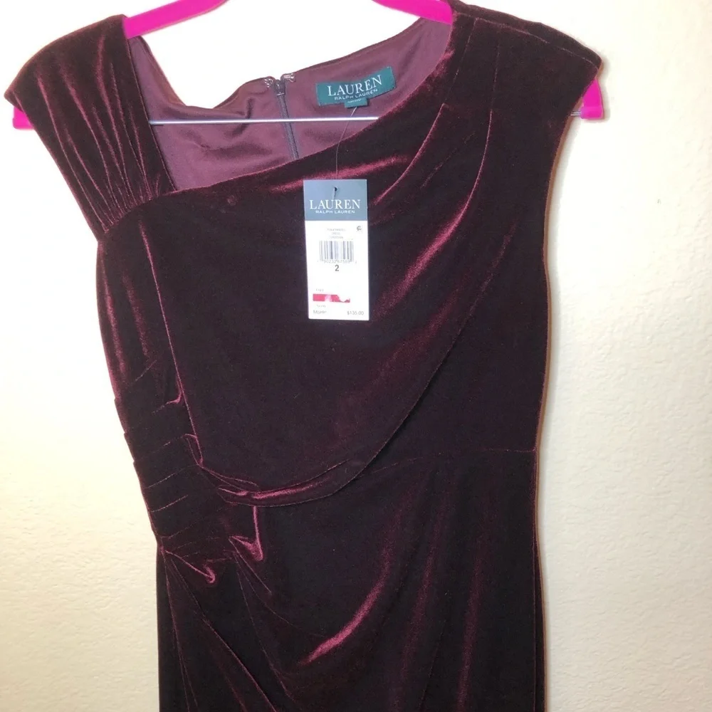 LAUREN RALPH LAUREN sleeveless Stretch-Velvet Sheath Dress size 2